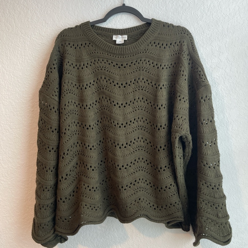 Chic Soul Forest Green Knit Sweater